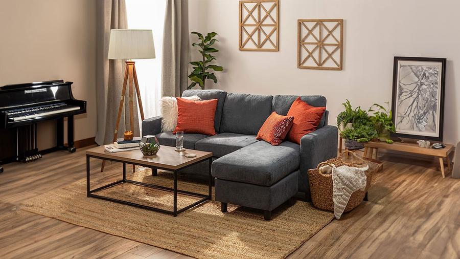 Upholstered Sectional Sofa - Compact Spaces Chaise Lounge