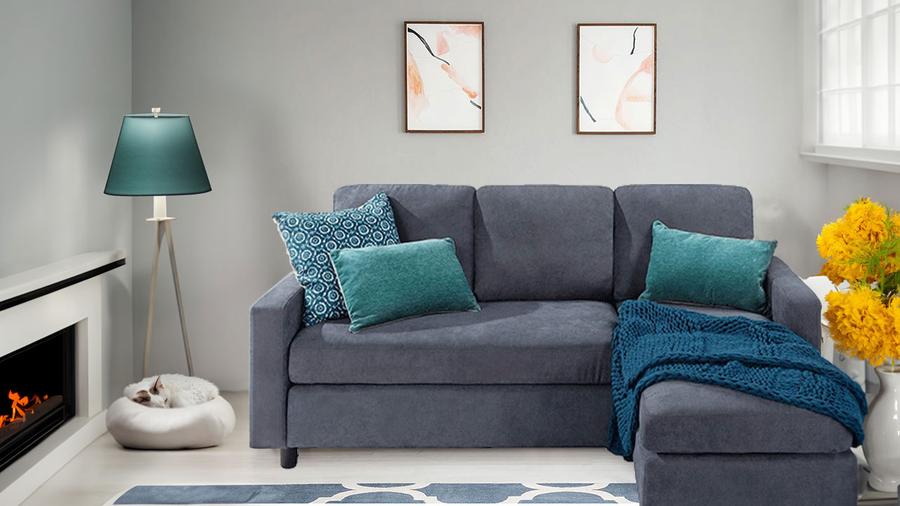 Upholstered Sectional Sofa - Compact Spaces Chaise Lounge